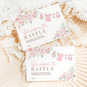 Pastel Rosa Blommigt Flicka Kläder Raffle Tilläggskort