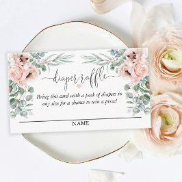 Pastel Rosa Blommigt - förvränga Raffle-skript Tilläggskort