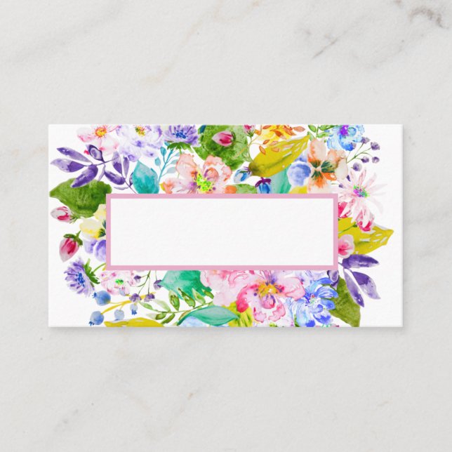 Pastel Rosa Blommigt Romantic Bröllop Place Card Placeringskort (Framsida)