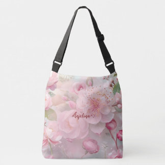 Pastel Rosa Blommigt Soft Elegant Mönster Personal Axelväska