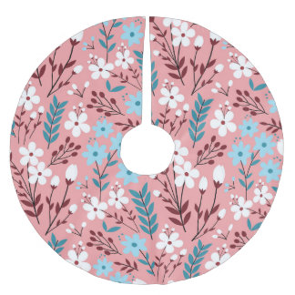 Pastel Rosa Blommigt Sömlös Mönster. Julgransmatta Borstad Polyester