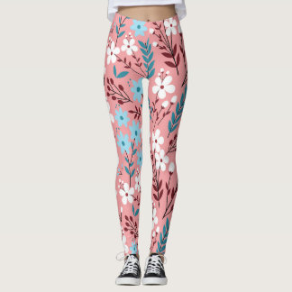 Pastel Rosa Blommigt Sömlös Mönster. Leggings