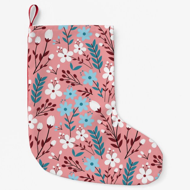 Pastel Rosa Blommigt Sömlös Mönster. Liten Julstrumpa (Framsidan)