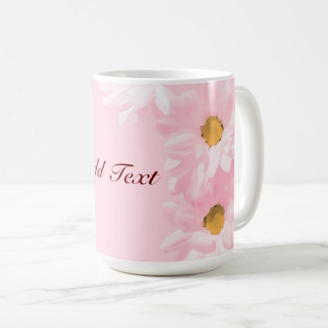 Pastel Rosa Blommigt Template, anpassa, Kaffemugg (Framsida höger)