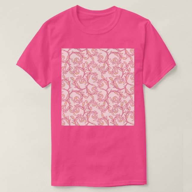 Pastel Rosa Blommigt Victorian Mönster T Shirt (Design framsida)