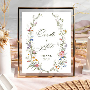 Pastel Rosa Blommigt Wildblomma Cards och Gåvor Poster