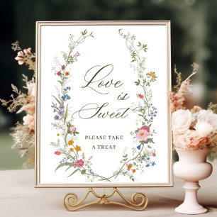 Pastel Rosa Blommigt Wildblomme Kärlek är Sweet Poster