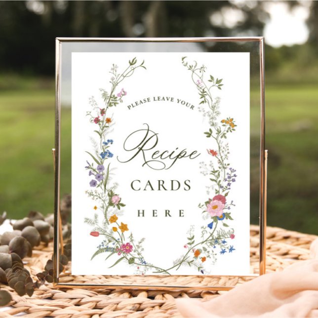 Pastel Rosa Blommigt Wildblommes receptkort Poster (Skapare uppladdad)