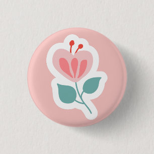 Pastel rosa blompetens med stjälk knapp