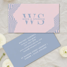 Pastel Rosa & Blue Abstrakt Trendig Monogram Moder Visitkort