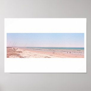 Pastel Rosa Blue Beach Ocean Sea Walking Poster