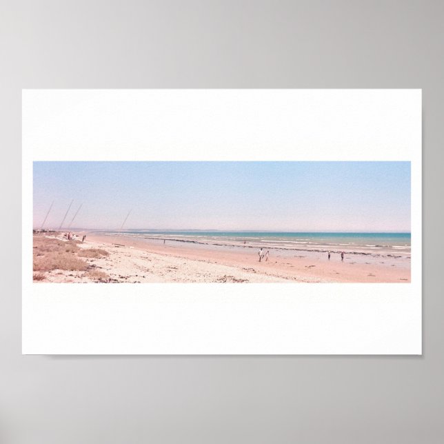 Pastel Rosa Blue Beach Ocean Sea Walking Poster (Framsidan)