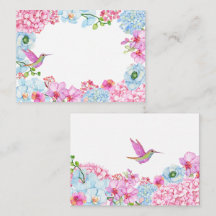Pastel rosa blue blommigt gren med fågel