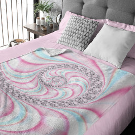 Pastel Rosa Blue Candy cane Spiral Fractal Fleecefilt