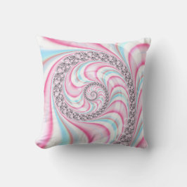 Pastel Rosa Blue Candy cane Spiral Fractal Kudde