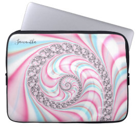 Pastel Rosa Blue Candy cane Spiral Fractal Laptop Fodral