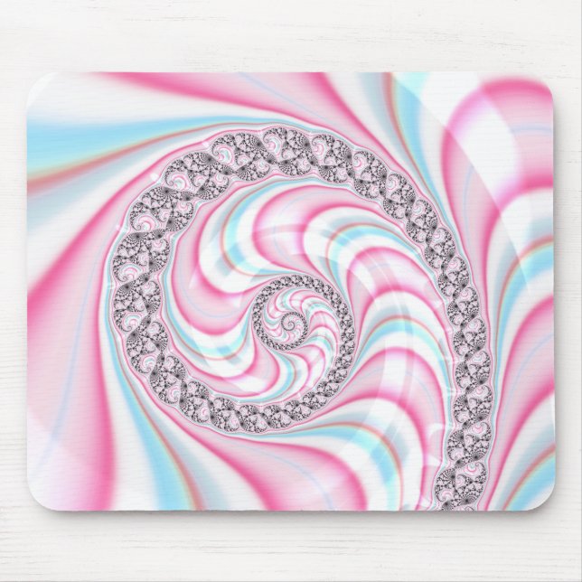 Pastel Rosa Blue Candy cane Spiral Fractal Musmatta (Framsidan)