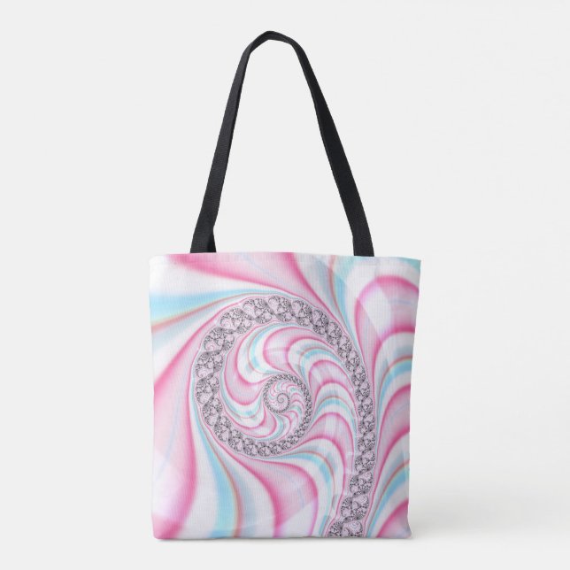 Pastel Rosa Blue Candy cane Spiral Fractal Tygkasse (Baksida)