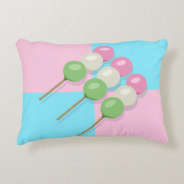 Pastel Rosa Blue Checkered Dango accent Pillow Prydnadskudde