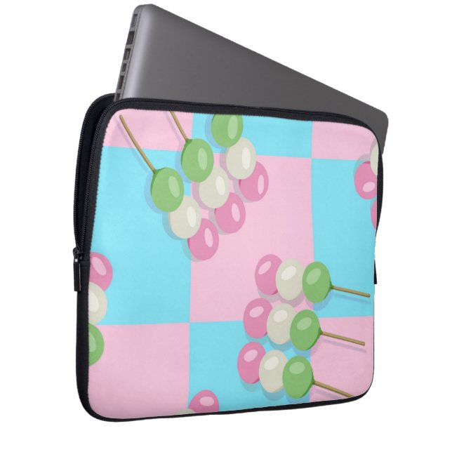 Pastel Rosa Blue Checkered Dango Electronics Bag Laptop Fodral (Framsidan Höger)