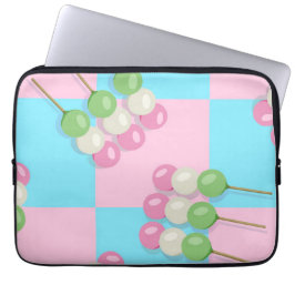 Pastel Rosa Blue Checkered Dango Electronics Bag Laptop Fodral