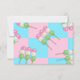 Pastel Rosa Blue Checkered Dango Flat Card