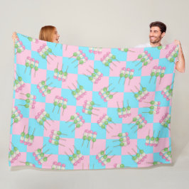 Pastel Rosa Blue Checkered Dango Fleece Blanket
