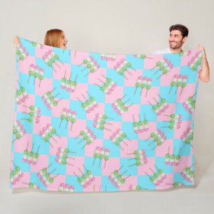 Pastel Rosa Blue Checkered Dango Fleece Blanket