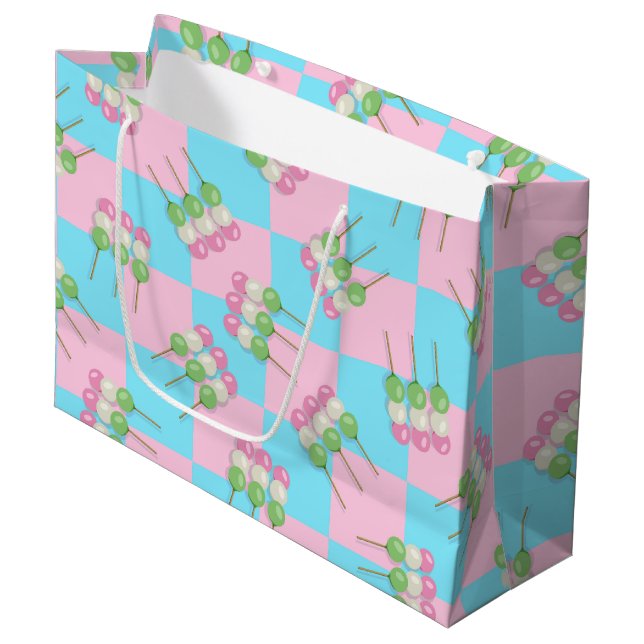 Pastel Rosa Blue Checkered Dango Gift Bag (Framsidan Vinklad)