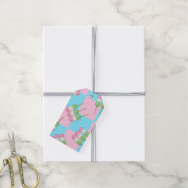 Pastel Rosa Blue Checkered Dango Gift Märkre Presentetikett