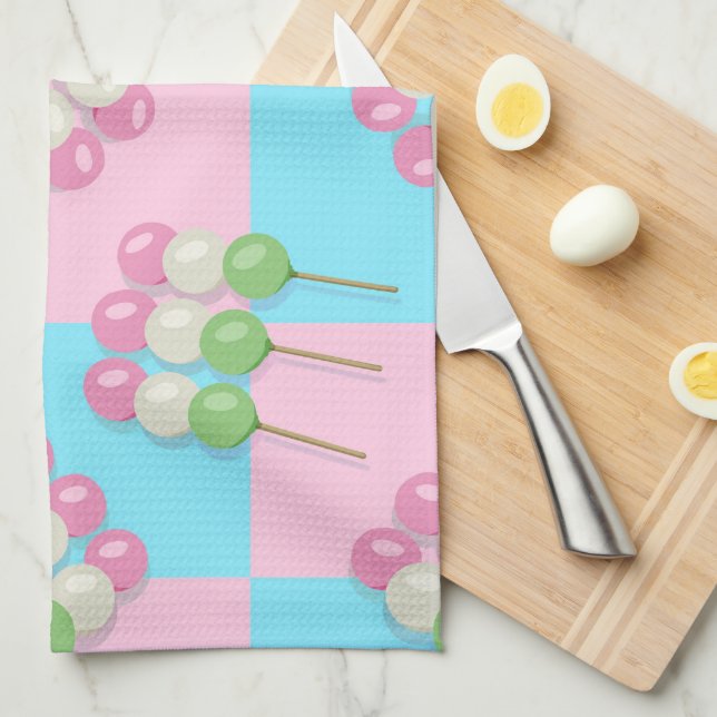 Pastel Rosa Blue Checkered Dango Kitchen Towels Kökshandduk (Vikt i Fjärdedel)