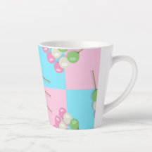 Pastel Rosa Blue Checkered Dango Latte Mugg