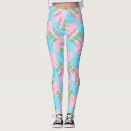 Pastel Rosa Blue Checkered Dango Leggings