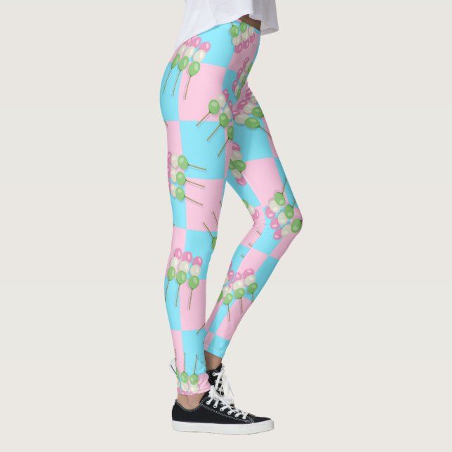 Pastel Rosa Blue Checkered Dango Leggings (Höger)