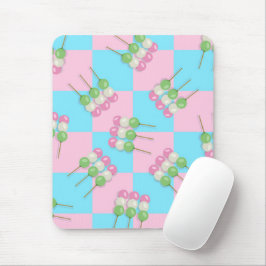 Pastel Rosa Blue Checkered Dango Mousepad Musmatta