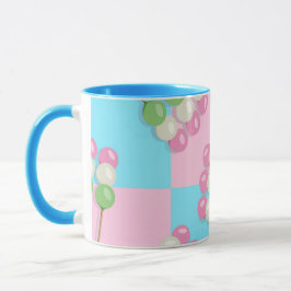 Pastel Rosa Blue Checkered Dango Mugg