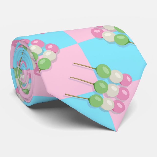 Pastel Rosa Blue Checkered Dango Neck Tie Slips (Rullad)