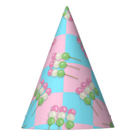 Pastel Rosa Blue Checkered Dango Party Hat