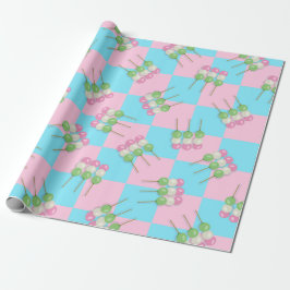 Pastel Rosa Blue Checkered Dango Wrapping Papper Presentpapper