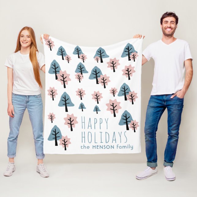 Pastel Rosa Blue Cookie Bell Star Träd jul Fleecefilt (På plats)