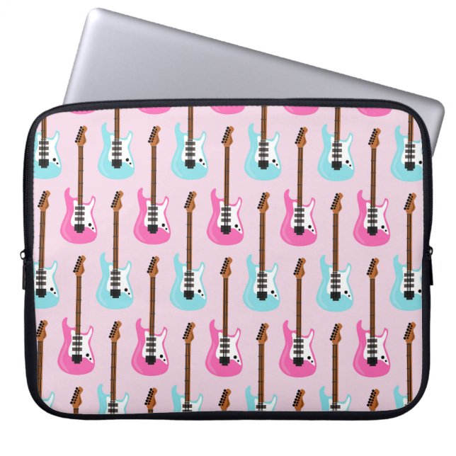 PASTEL ROSA & BLUE ELECTRIC GUITARS LAPTOP FODRAL (Framsidan)