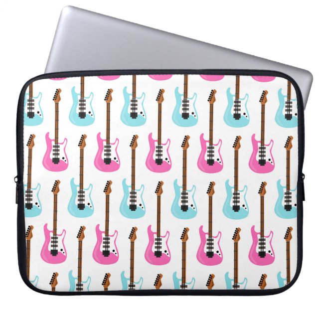 PASTEL ROSA & BLUE ELECTRIC GUITARS LAPTOP FODRAL (Framsidan)