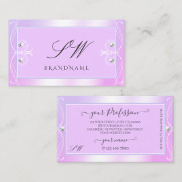 Pastel Rosa Blue Gnistra Diamonds Monogram Ornate Visitkort