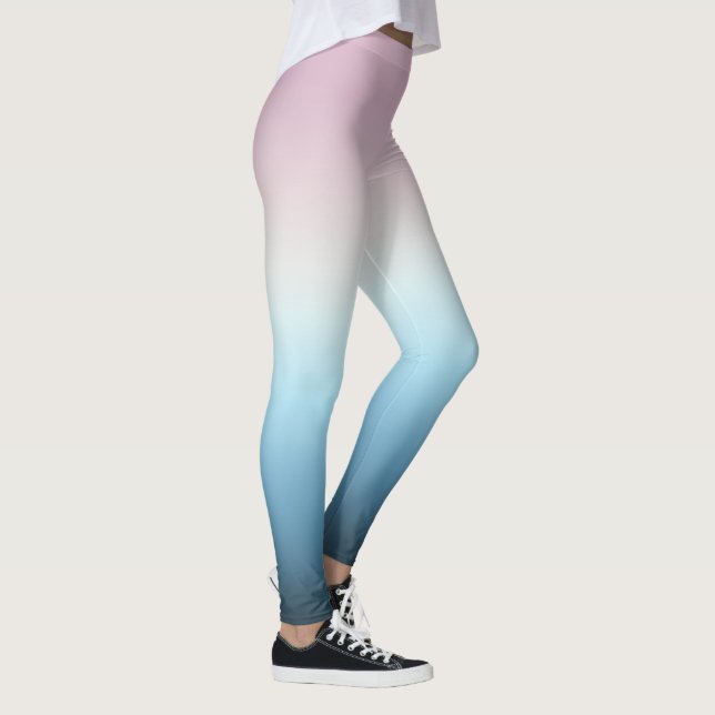 Pastel Rosa & Blue Gradient Indigo Ro Ombre Leggings (Höger)