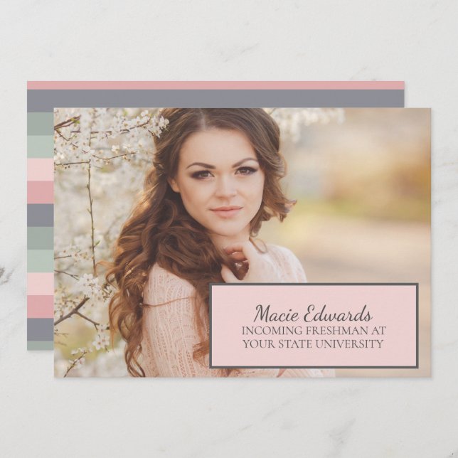 Pastel Rosa Blue Grönt Photo CollegeTrunk Party Inbjudningar (Fram/baksida)