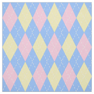 Pastel Rosa Blue Gult Argyle Mönster Tyg