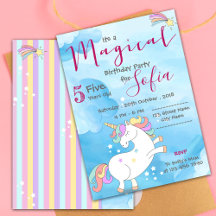 Pastel rosa blue Magic Unicorn Théme Birthday