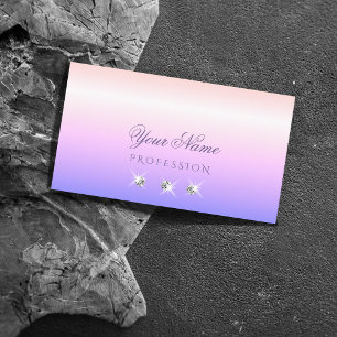 Pastel Rosa Blue Ombre Sparkling Diamonds Elegant Visitkort