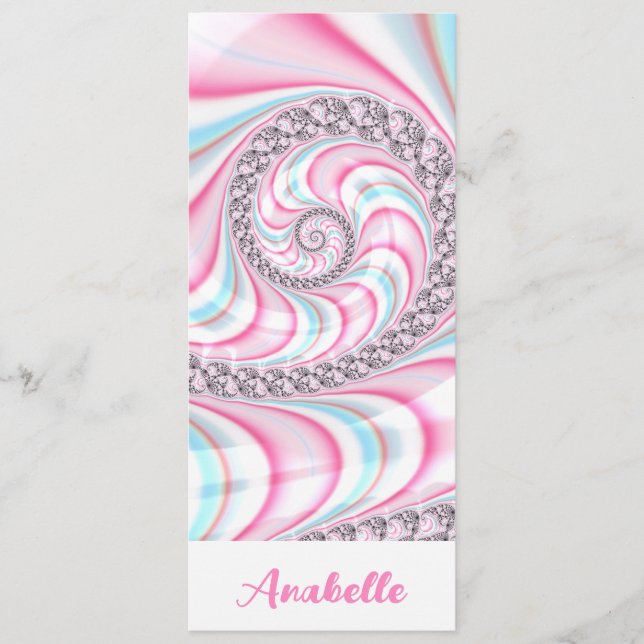 Pastel Rosa Blue Spiral Fractal Bookmark (Framsida)