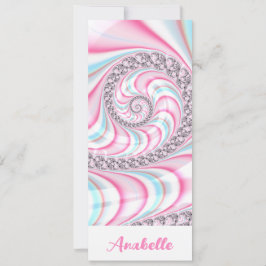 Pastel Rosa Blue Spiral Fractal Bookmark